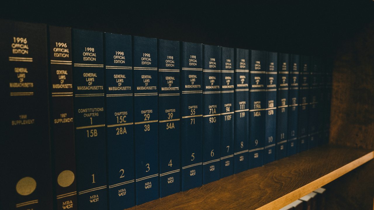 close up of a row of law books