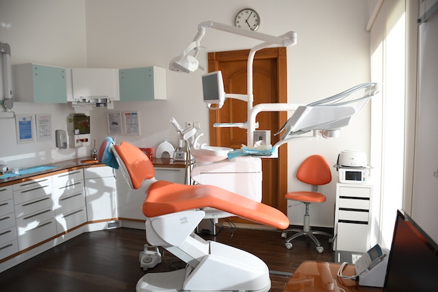 dental office chair in sunlit room